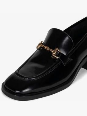Jeffrey Campbell Reid Black Patent Leather Block Heel Loafer